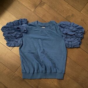Maeve Blue Ruffled Sleeve Sweatshirt